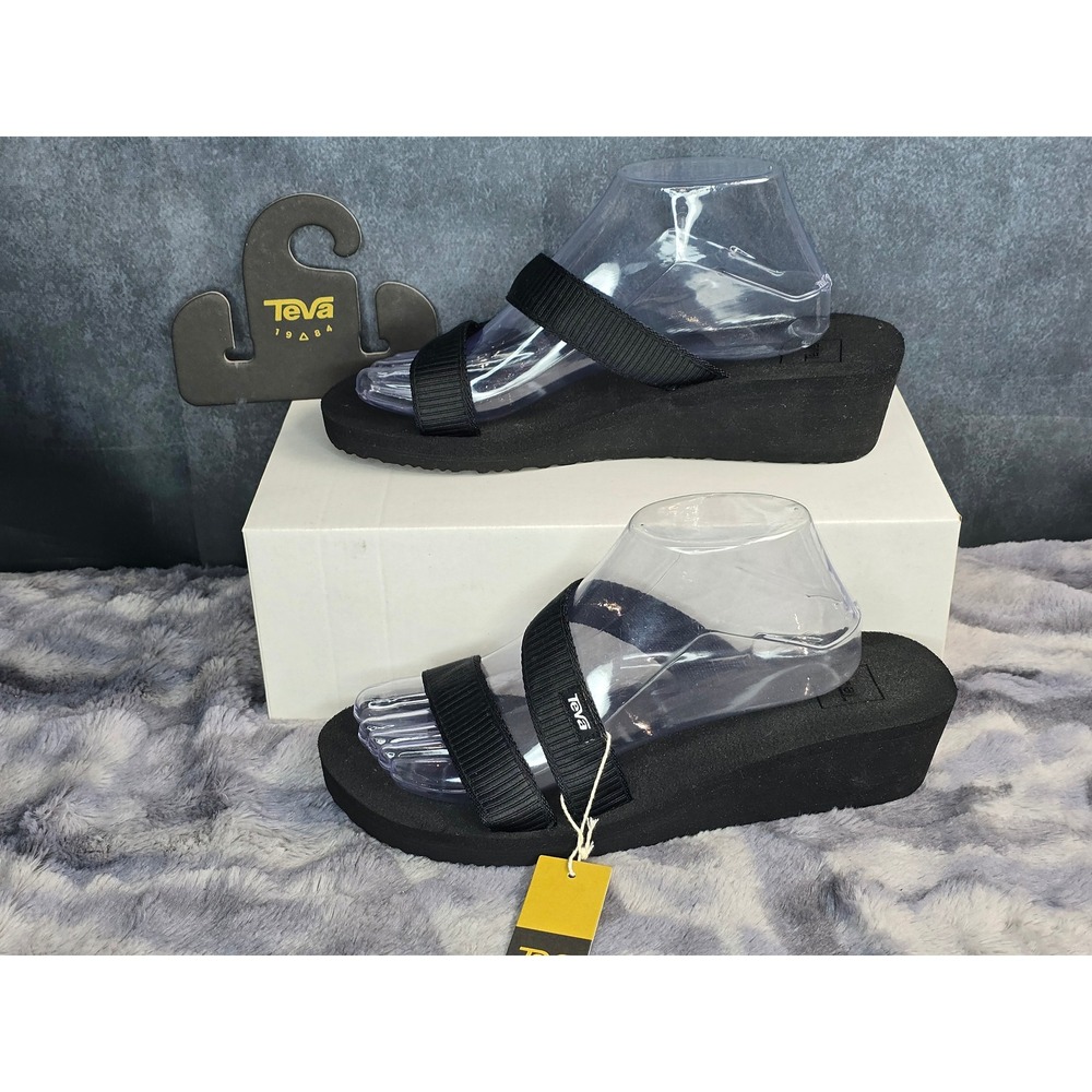 NWT Teva Mush Mandalyn Wedge Loma Black Platform Sandal Womens 10